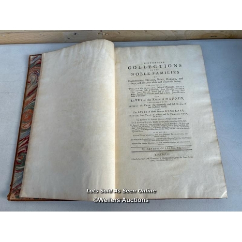 15 - Antique book, detailing the Historical Collections of the Noble Families of Cavendish, see images fo... 