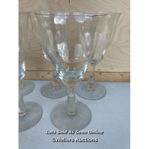 16 - Five large glass chalices, four of the rims slightly chipped, 23cm h - NO VAT ON HAMMER / Container ... 