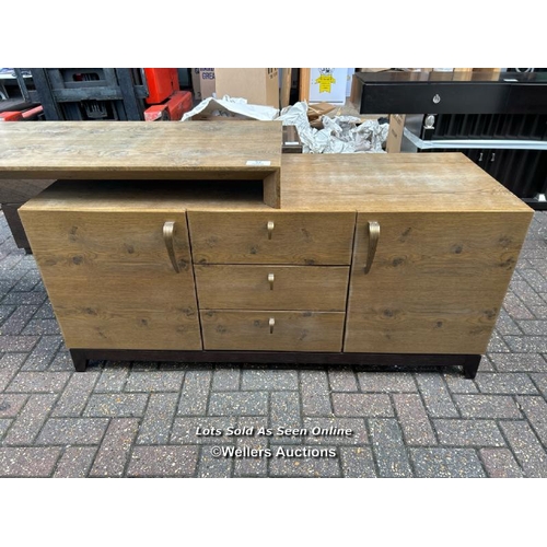 24 - Contemporary desk/entertainment unit with two cupboards, three drawers and detachable top, 75cm h x ... 