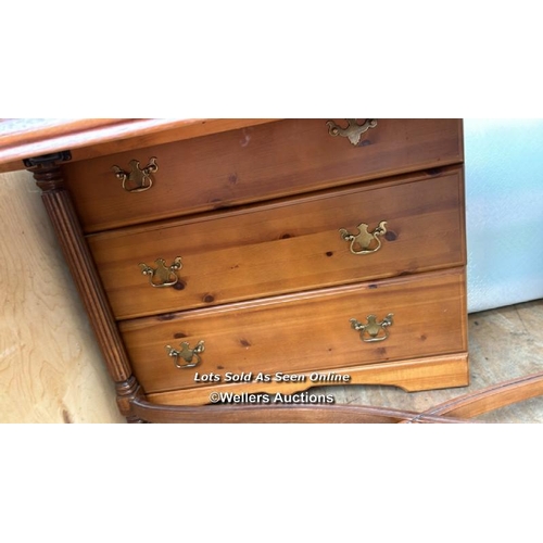 29 - A container of assorted furniture including arm chairs, bed base, mattress, sidetable, chest of draw... 