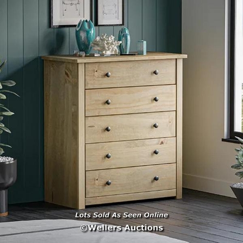 9012 - RRP: 109.99 - BRAMBLY COTTAGE SOMERS 5 DRAWER CHEST  / 1 BOX / COLLECTION FROM DARTFORD