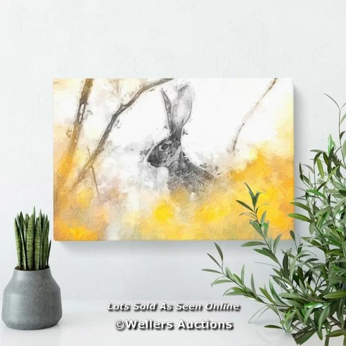 9024 - RRP: 22.99 - BIG BOX ART 'ALERT HARE IN THE MEADOW IN ABSTRACT' PAINTING PRINT ON CANVAS / SIZE: 35 ... 