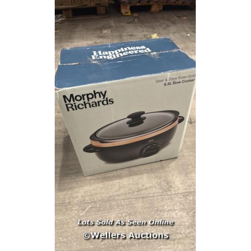 9026 - RRP: 64.99 - MORPHY RICHARDS ROSE GOLD SEAR & STEW SLOW COOKER 6.5L  / 1 BOX / COLLECTION FROM DARTF... 