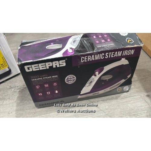 9032 - RRP: 17.99 - GEEPAS GEEPAS 2000W STEAM IRON, DRY & WET STEAM IRON / COLOUR: PURPLE / 1 BOX / COLLECT... 