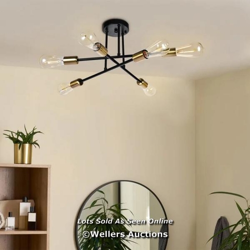 9065 - RRP: 36.99 - GEORGE OLIVER WORLEY 6-LIGHT 48CM SEMI FLUSH MOUNT / FIXTURE FINISH: BLACK / 1 BOX / CO... 