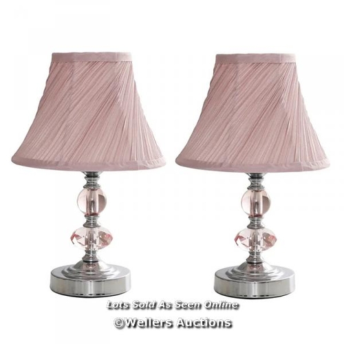 9068 - RRP: 62.99 - MERCER41 NAPIER 32CM TABLE LAMP / SHADE COLOUR: PINK / 1 BOX / COLLECTION FROM DARTFORD