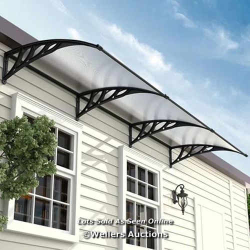 9074 - RRP: 70.99 - SOL 27 OUTDOOR ANTIBES 2.7M W X 1M D DOOR CANOPY / COLOUR: BLACK, SIZE: 28CM H X 270CM ... 