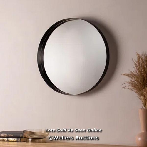 9104 - RRP: 57.99 - MAKE IT A HOME ROUND METAL WALL MOUNTED ACCENT MIRROR / FINISH: BLACK / 1 BOX / COLLECT... 