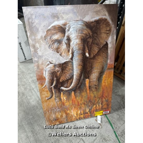 9124 - RRP: 79.99 - LATITUDE VIVE ELEPHANTS - WRAPPED CANVAS PAINTING / SIZE: 122CM H X 81CM W X 3.8CM D / ... 