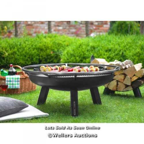 9236 - RRP: 259.99 - COOK KING STEEL WOOD BURNING OUTDOOR FIRE PIT SIZE: 37CM H X 100CM W X 100CM D / APPEA... 