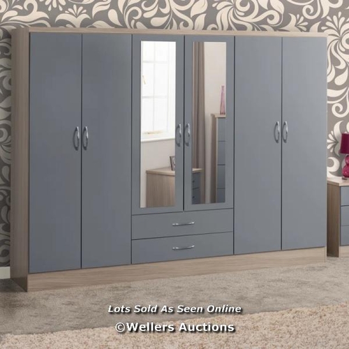 9240 - RRP: 359.99 - ZIPCODE DESIGN CASCIO 6 DOOR WARDROBE FINISH: OAK EFFECT / APPEARS TO BE NEW, OPEN BOX... 