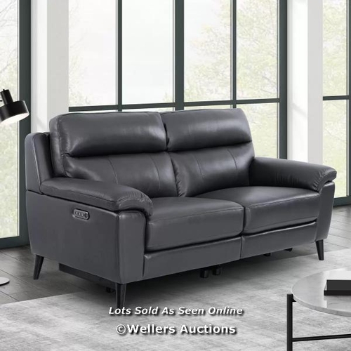 9245 - GRACE DARK GREY LEATHER POWER RECLINING LARGE 2 SEATER SOFA / COLLECTION FROM DARTFORD