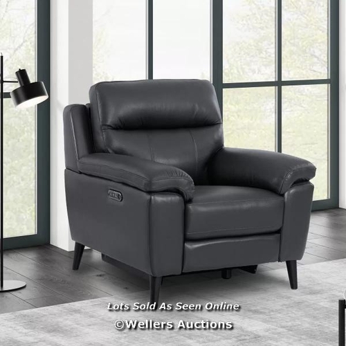 9247 - GRACE DARK GREY LEATHER POWER RECLINING ARMCHAIR / COLLECTION FROM DARTFORD