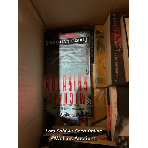 14 - Box of assorted books, linen and electric candles / VAT applies to the hammer price on this lot / Co... 