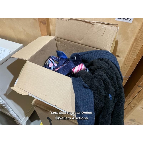 27 - Box of assorted clothing incl. Levis, ties and Livergy jacket / VAT applies to the hammer price on t... 