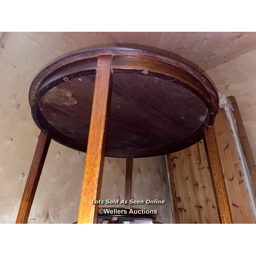 32 - Antique Georgian style round console table on wheels, 72cm h x 75cm diameter / VAT applies to the ha... 