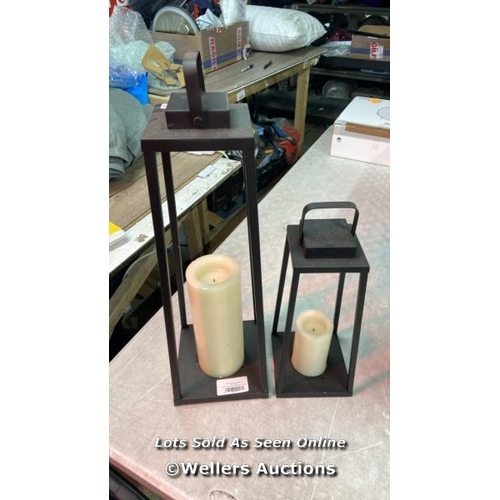 6002 - METAL LANTERNS WITH LED CANDLE / 2 PIECE SET/ SIGNS OF USE / MISSING ONE CANDLE