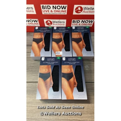 6535 - X5 BOXES OF LADIES NEW CAROLE HOCHMAN MIDNIGHT ULTIMATE COMFORT HIPSTER UNDERWEAR - XLARGE / H12