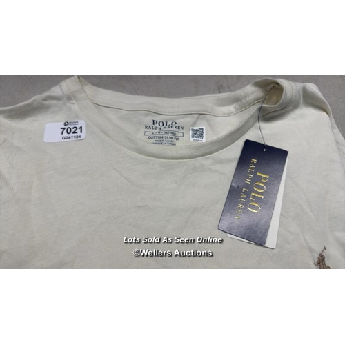 7021 - POLO RALPH LAUREN TEE SHORT SLEEVE CLASSIC / CREAM / L / APPEARS NEW & UNWORN / SEE IMAGES FOR DETAI... 