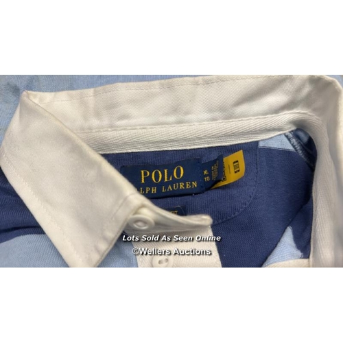 7038 - POLO RALPH LAUREN POLO RUGBY BLUE STRIPE XL NAVY MULTI COLOUR   / APPEARS NEW & UNWORN / SEE IMAGES ... 