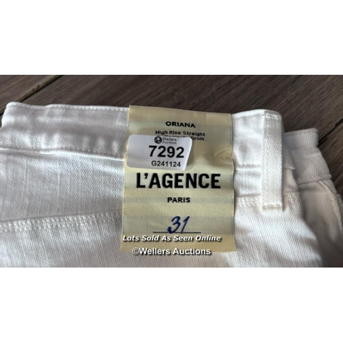 7292 - L'AGENCE ORIANA HIGH RISE STRAIGHT JEAN / 31 / BLANC / APPEARS NEW & UNWORN / SEE IMAGES FOR DETAILS... 