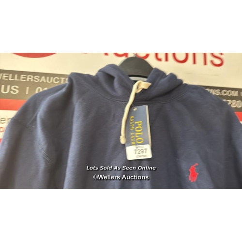 7297 - POLO RALPH LAUREN SWEAT HOODIE CLASSIC FLEECE / M / NAVY / MANUFACTURING IMPERFECTION - SEE IMAGES /... 