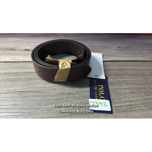 7392 - POLO RALPH LAUREN BELT SMOOTH LEATHER PLAQUE / 36 / BROWN / RRP: �85 / APPEARS NEW & UNWORN / SEE IM... 