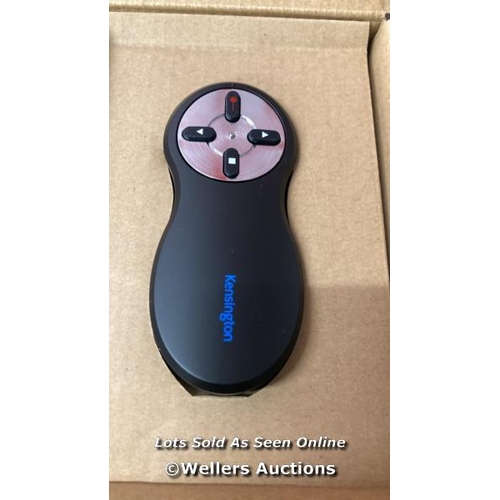 8536 - KENSINGTON WIRELESS USB POWERPOINT PRESENTATION CLICKER WITH RED LASER POINTER, COMPATIBLE WITH WIND... 