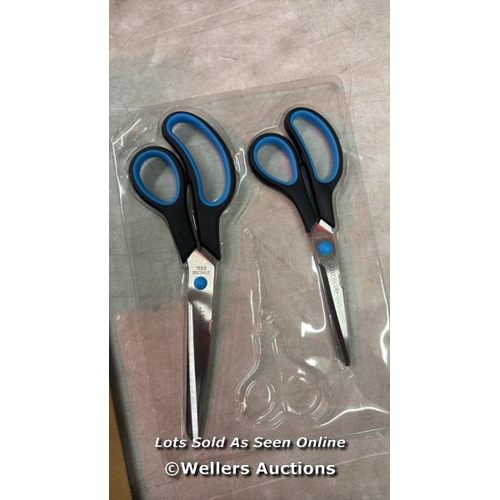 8580 - WESTCOTT N-9002700 EASY GRIP SOFT GRIP SCISSOR - BLACK/BLUE (SET OF 3) / MINIMAL SIGNS OF USE - SEE ... 