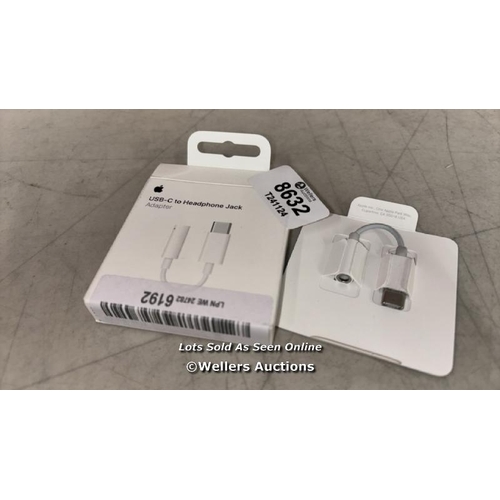 8632 - APPLE USB-C TO 3.5MM HEADPHONE JACK ADAPTER / MINIMAL SIGNS OF USE - SEE IMAGES FOR CONDITION GUIDE ... 