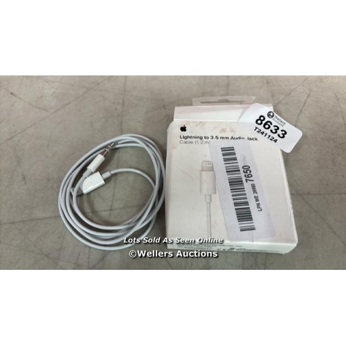 8633 - APPLE LIGHTNING TO 3.5MM AUDIO CABLE (1.2M) - WHITE / MINIMAL SIGNS OF USE - SEE IMAGES FOR CONDITIO... 