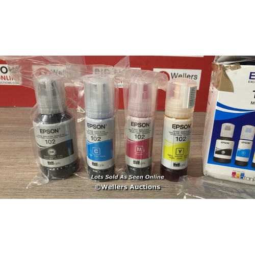 8643 - EPSON ECOTANK 102 GENUINE MULTIPACK INK BOTTLES / MINIMAL SIGNS OF USE - SEE IMAGES FOR CONDITION GU... 