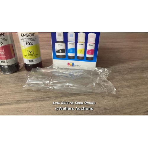 8643 - EPSON ECOTANK 102 GENUINE MULTIPACK INK BOTTLES / MINIMAL SIGNS OF USE - SEE IMAGES FOR CONDITION GU... 