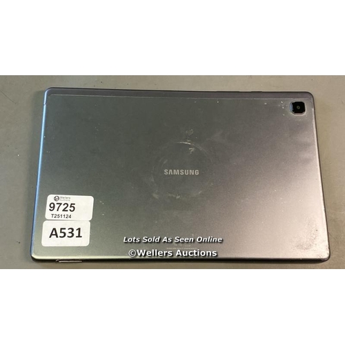 9725 - PRE OWNED SAMSUNG TABLET/SN: R9WNB0W137J/ GREY/ GOOGLE LOCKED