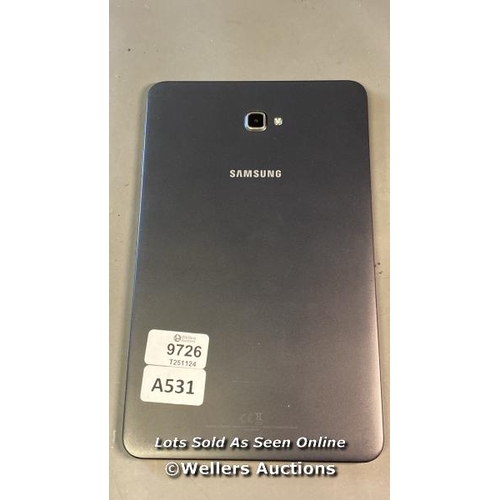 9726 - PRE OWNED SAMSUNG TABLET/ MODEL TS90/ SN: R52M308K45E /DARK GREY/  GOOGLE LOCKED