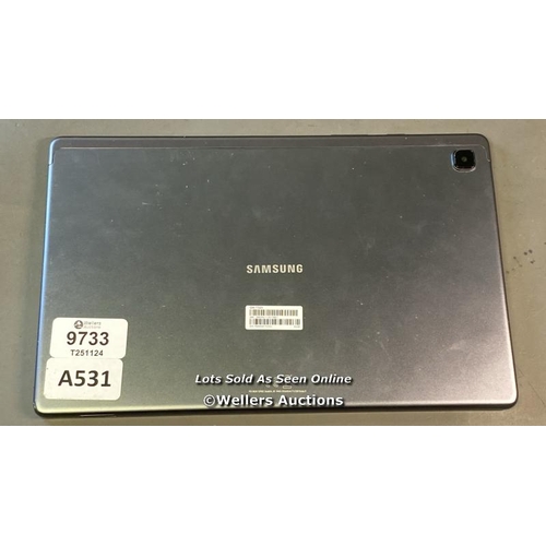 9733 - PRE OWNED SAMSUNG TABLET/ SM-T505/ IMEI 356054/11/201566/1 / GREY/ GOOGLE LOCKED