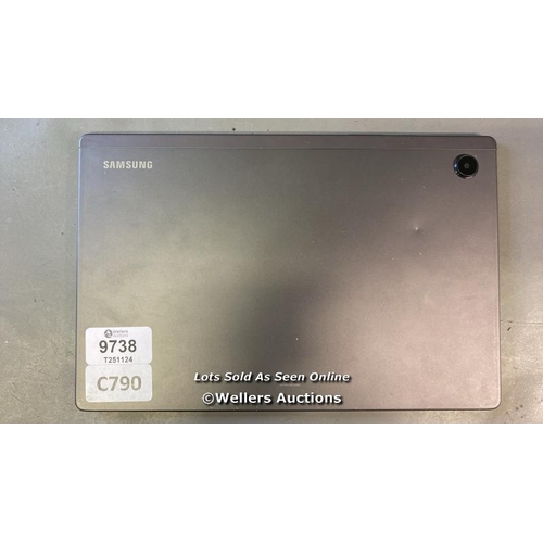 9738 - PRE OWNED SAMSUNG TABLET/ SN: R9PTB0C42BM/ GREY/ DISPLAY SLIGHT DAMAGED/ GOOGLE LOCKED