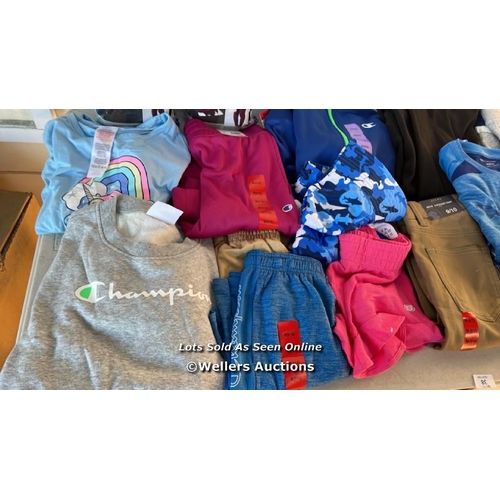 38 - SELECTION OF CHILDRENS NEW CLOTHING INCL. SKECHERS, JACHS, CHAMPION AND UV SKINZ / MIXED SIZES / H