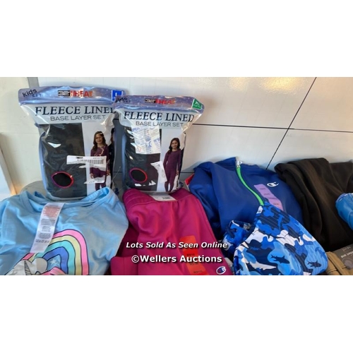 38 - SELECTION OF CHILDRENS NEW CLOTHING INCL. SKECHERS, JACHS, CHAMPION AND UV SKINZ / MIXED SIZES / H