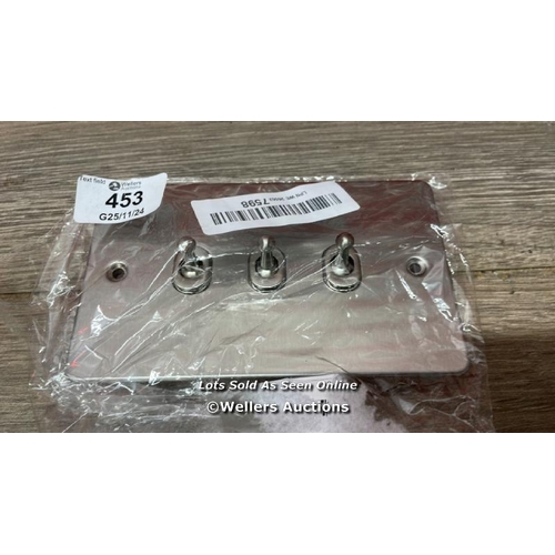 453 - KNIGHTSBRIDGE FP3TOGBC FPAV3TOGBC FLAT PLATE 10A 3G 2 WAY TOGGLE SWITCH-BRUSHED CHROME / F11