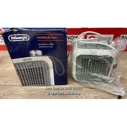 499 - DE'LONGHI CAPSULE DESK HFX10B03.GR, CERAMIC FAN HEATER, QUIET MINI HEATER WITH FUNCTIONAL DESIGN, OR... 