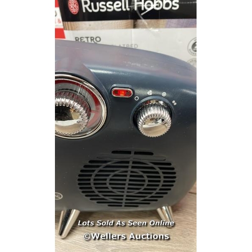 501 - RUSSELL HOBBS 1800W/1.8KW ELECTRIC HEATER, RETRO HORIZONTAL/VERTICAL FAN HEATER IN GREY WITH ADJUSTA... 