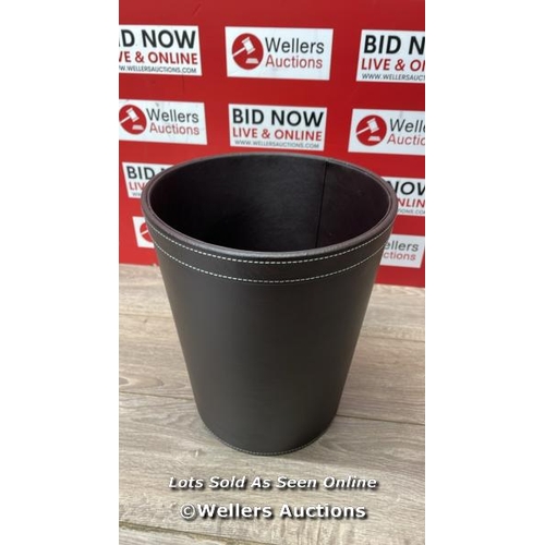 594 - OSCO BROWN FAUX LEATHER WASTE BIN | ROUND | HEIGHT - 29 CM | DIAMETER - 26 CM | CIRCULAR TRASH CAN |... 