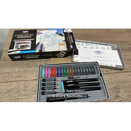 640 - ZIELER ULTIMATE CALLIGRAPHY PEN SET 32-PIECE GIFT TIN SET â�Ͽ� 4 SOFT GRIP CALLIGRAPHY PENS â�Ͽ� 5... 