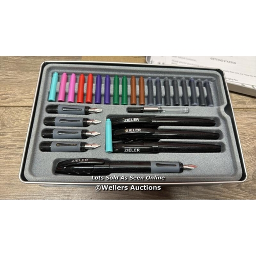 640 - ZIELER ULTIMATE CALLIGRAPHY PEN SET 32-PIECE GIFT TIN SET â�Ͽ� 4 SOFT GRIP CALLIGRAPHY PENS â�Ͽ� 5... 