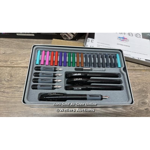 640 - ZIELER ULTIMATE CALLIGRAPHY PEN SET 32-PIECE GIFT TIN SET â�Ͽ� 4 SOFT GRIP CALLIGRAPHY PENS â�Ͽ� 5... 