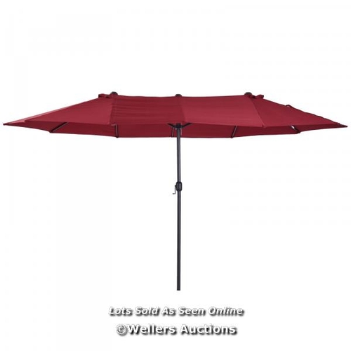 8065 - RRP: �109.99 - OUTSUNNY 4.6M DOUBLE-SIDED PATIO PARASOL SUN UMBRELLA-WINE RED / SEE ADDITIONAL IMAGE... 