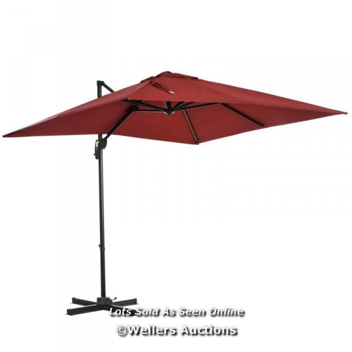 8077 - RRP: �159.99 - OUTSUNNY 2.5 X 2.5M PATIO OFFSET PARASOL UMBRELLA CANTILEVER HANGING ALUMINIUM SUN SH... 