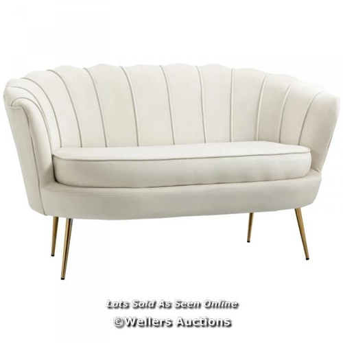 8085 - RRP: 259.99 - 2 SEATER SOFA, MODERN VELVET LOVESEAT SOFA, CREAM / SEE ADDITIONAL IMAGES FOR CONDITIO... 