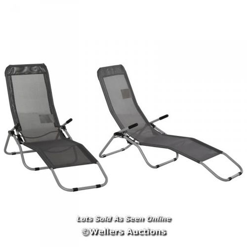 8087 - RRP: 129.99 - OUTSUNNY SET OF 2 OUTDOOR PATIO CHAISE RECLINER PORTABLE LOUNGE CHAIRS W/ RUST-RESISTA... 